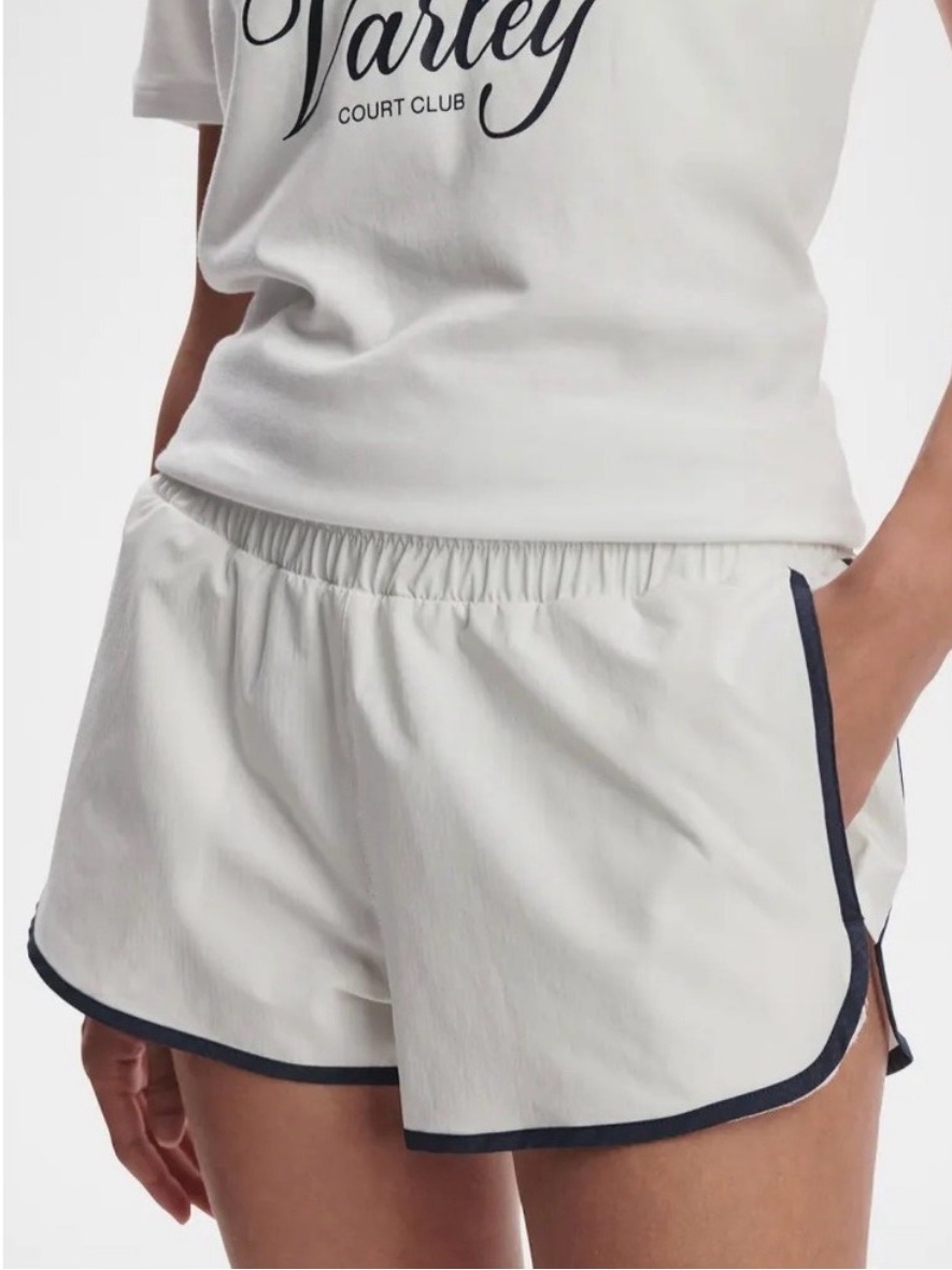 Nwt Varley Arlington Running Short 2 White Navy Trim Women's Size S